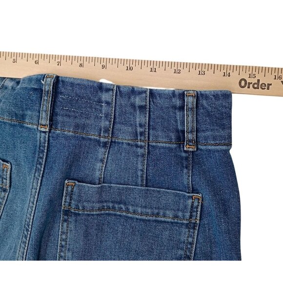 Pilcro Jeans Womens 28 Blue Denim High Rise Wide Leg Crop Stretch Made In Turkey - Picture 10 of 11